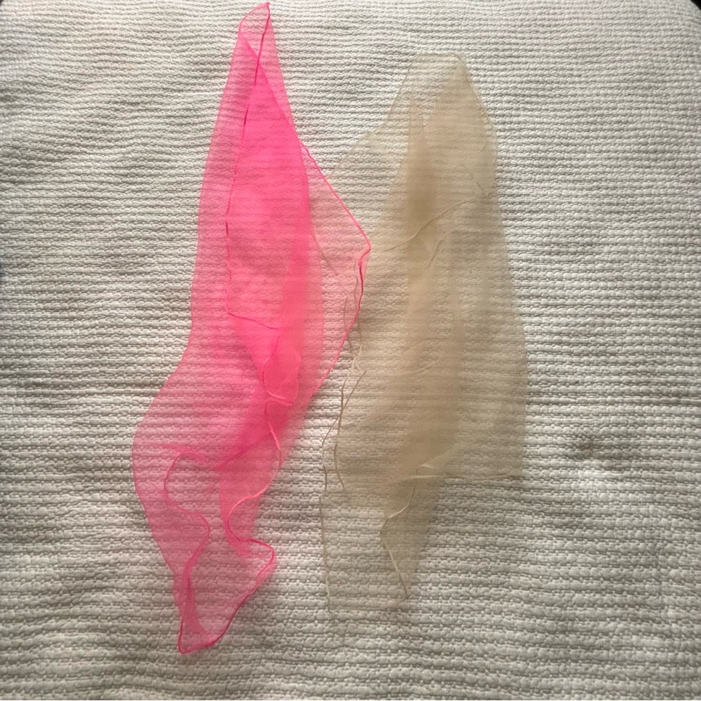 Pink and Cream Sheer Chiffon Scarves Vintage
